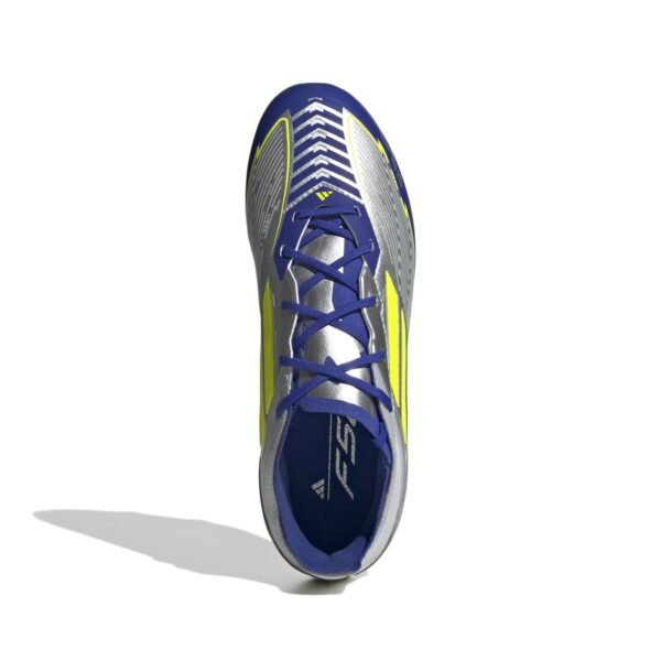 300503 adidas f50 messi elite gras voetbalschoenen fg kids zilver donkerblauw geel