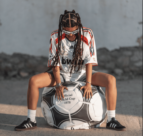 Football Puffer Chair Handmade Original 100% Leather 60 cm