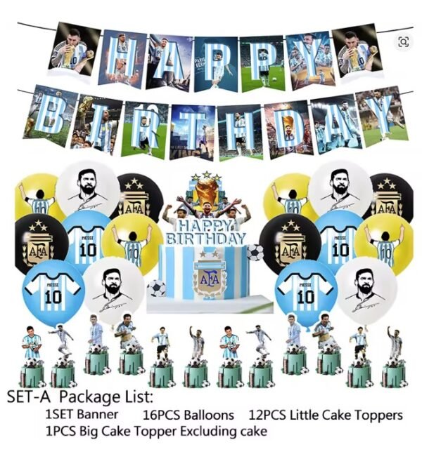 Messi with Argentina birthday party decorations set