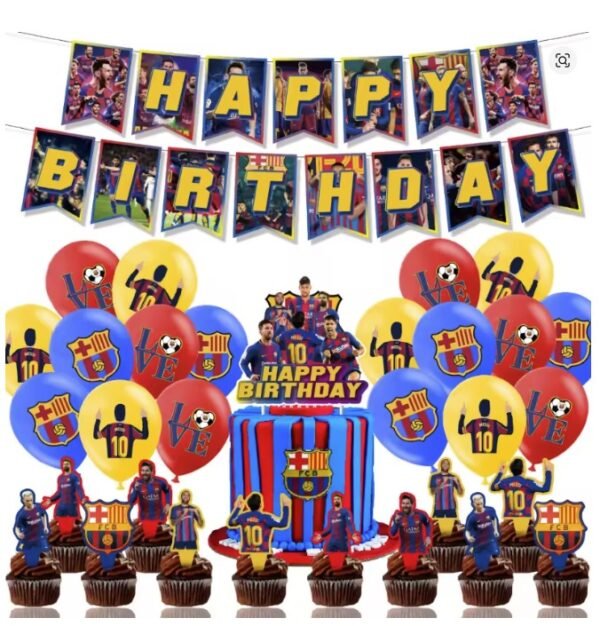 Messi with Barcelona birthday party decorations set