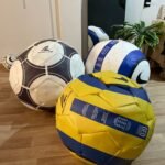 Football Puffer Chair Handmade Original 100% Leather 60 cm